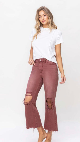 Mauve Vintage Crop Flares