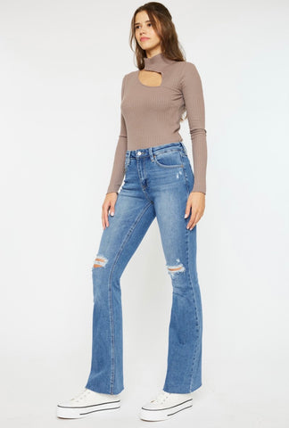 KanCan Distressed Knee Bootcut Jeans