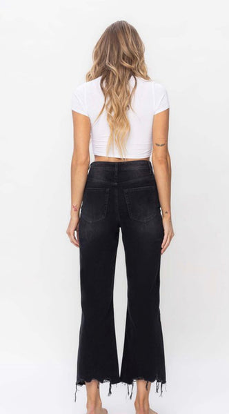 Black Vintage Crop Flares