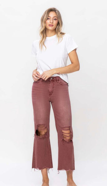 Mauve Vintage Crop Flares