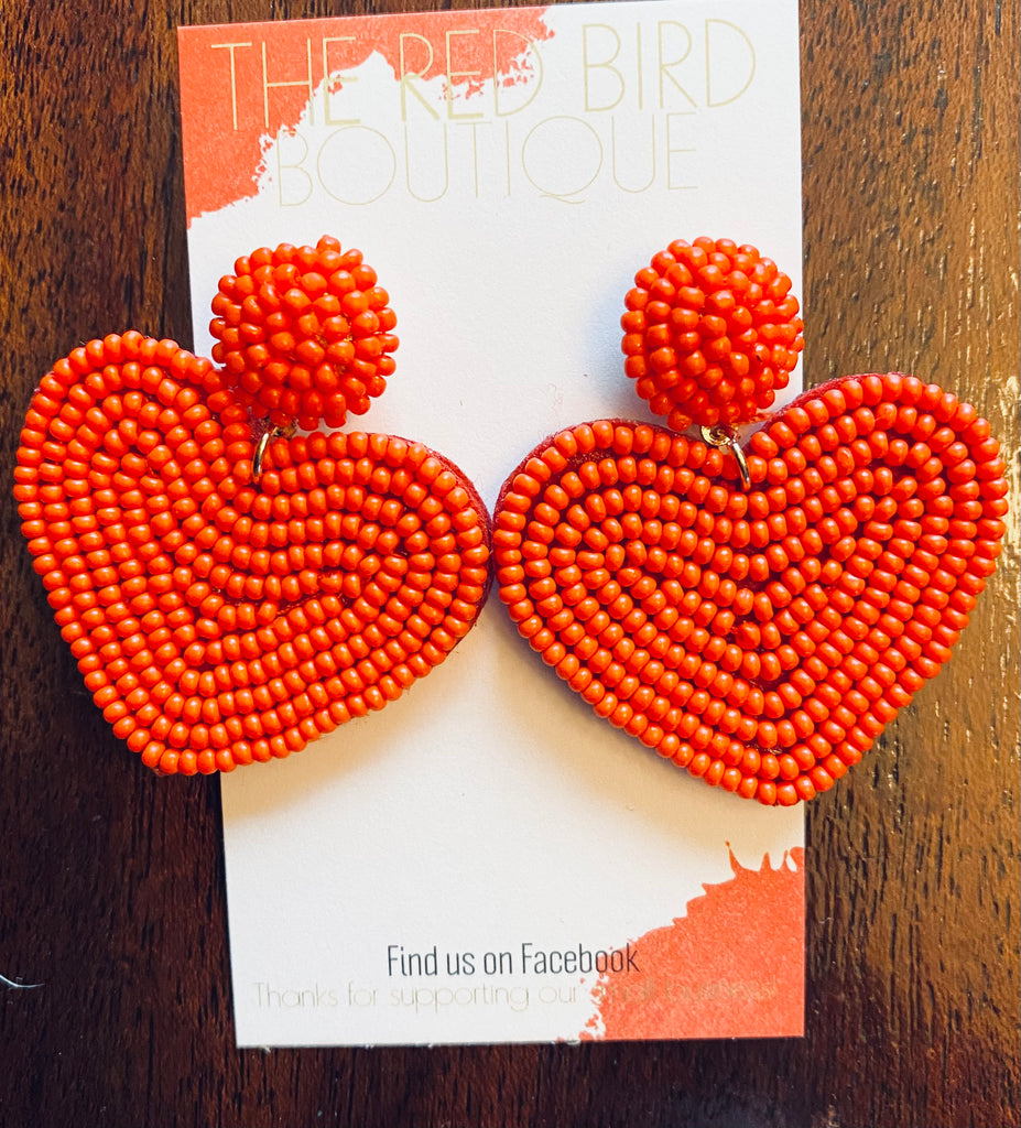 Beaded Heart Shape Earrings