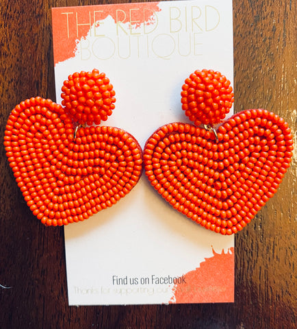 Beaded Heart Shape Earrings