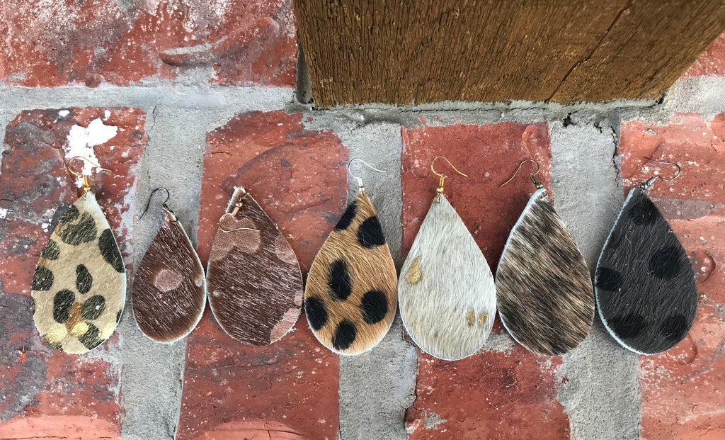 Hair on Hide Leather Earrings