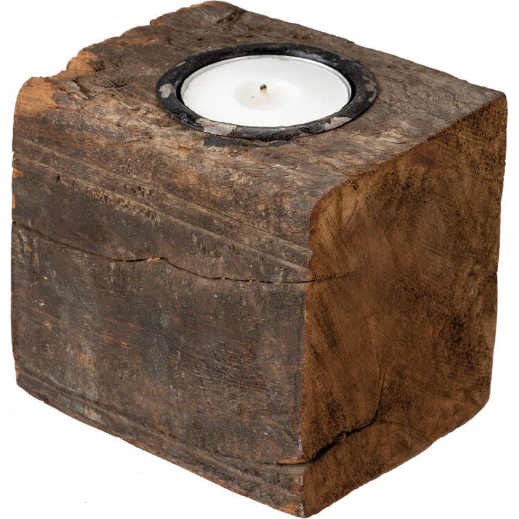 Wood Block Candle Holder