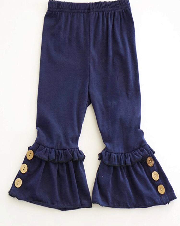 Navy Ruffle Pants