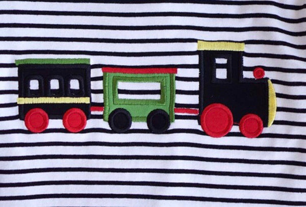 Train Appliqué Stripe Top