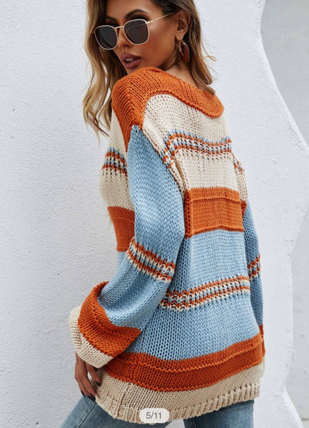 Blue/Orange Chunky Sweater