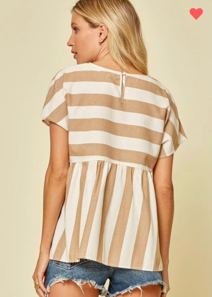 Babydoll Wide Striped Top