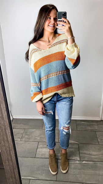 Blue/Orange Chunky Sweater