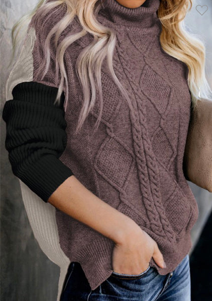 Mocha Color Block Sweater