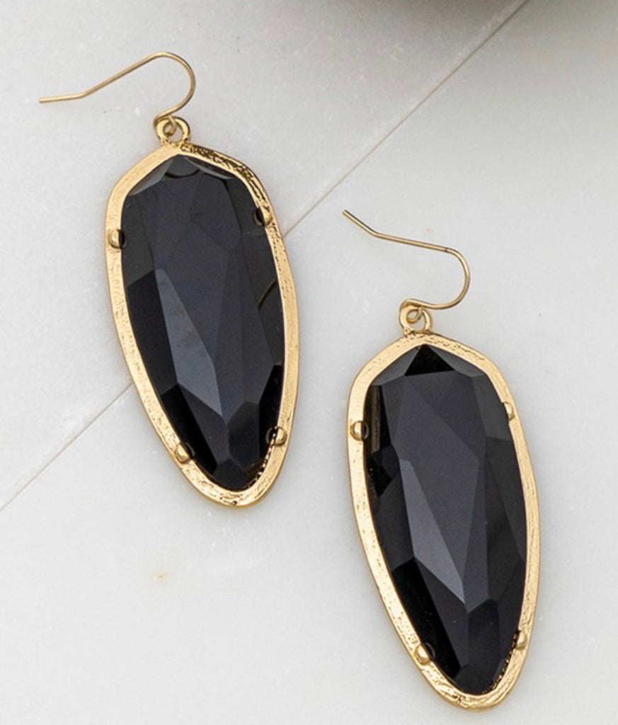 Black KS Teardrop Earrings