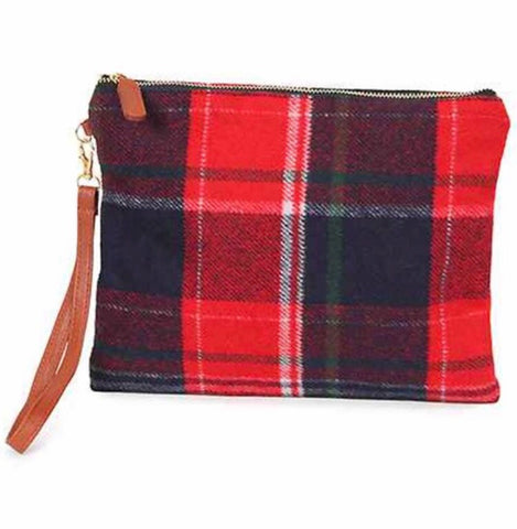 Red Plaid Clutch Wristlet