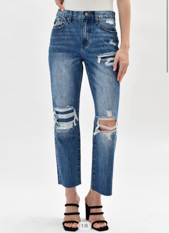 Kan Can High Rise Distressed Jeans