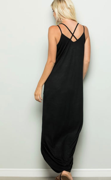 Layered Black High Low Maxi Dress