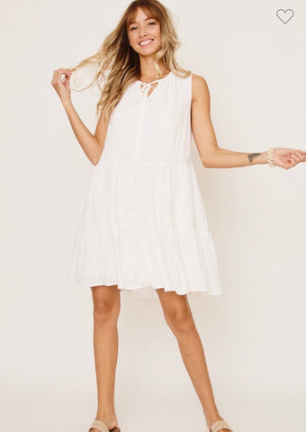 White Sleeveless Tunic Dress