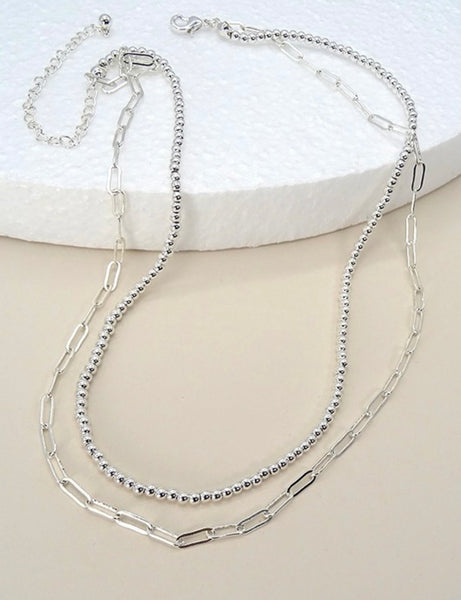 Double Chain Necklace With Earrings