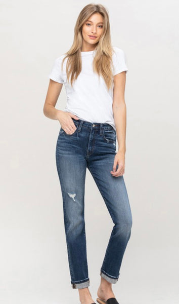 Flying Monkey Cuffed Stretch Boyfriend Jeans