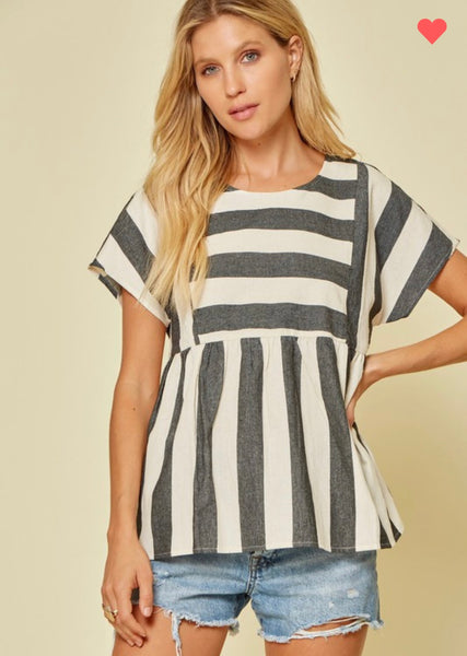 Babydoll Wide Striped Top