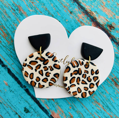 Leopard Clay Earrings