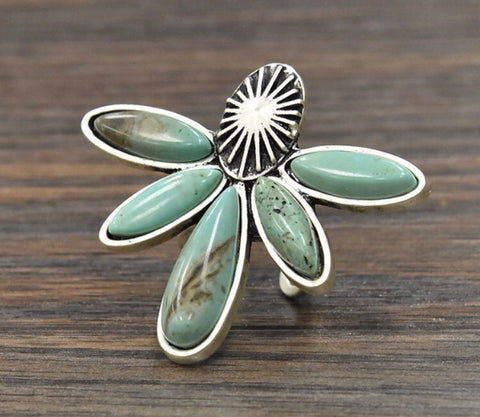 Turquoise Half Flower Ring