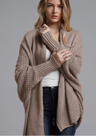 Oversized Khaki Chunky Knit Cardigan