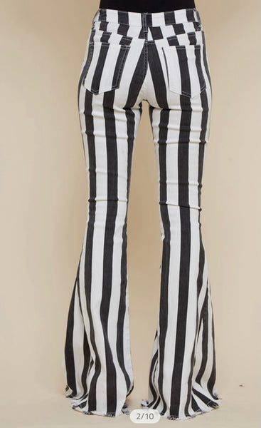 Striped Denim Flares