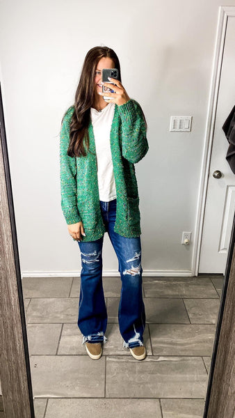 Green One Size Confetti Cardigan