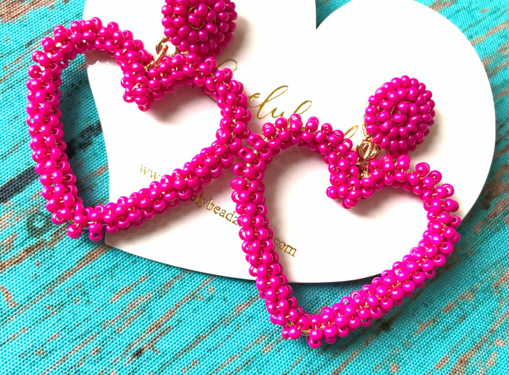 Beaded Heart Earrings