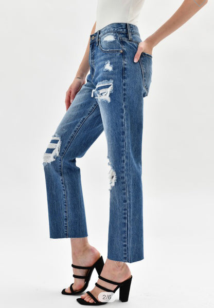 Kan Can High Rise Distressed Jeans