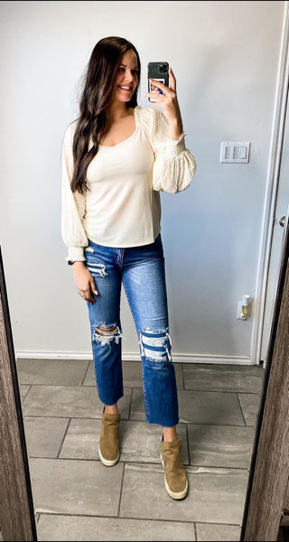 Ivory Sheer Sleeve Top