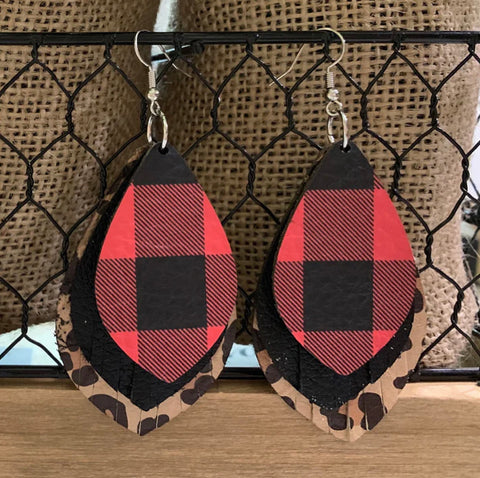 Red/Black Buffalo Plaid Earrings