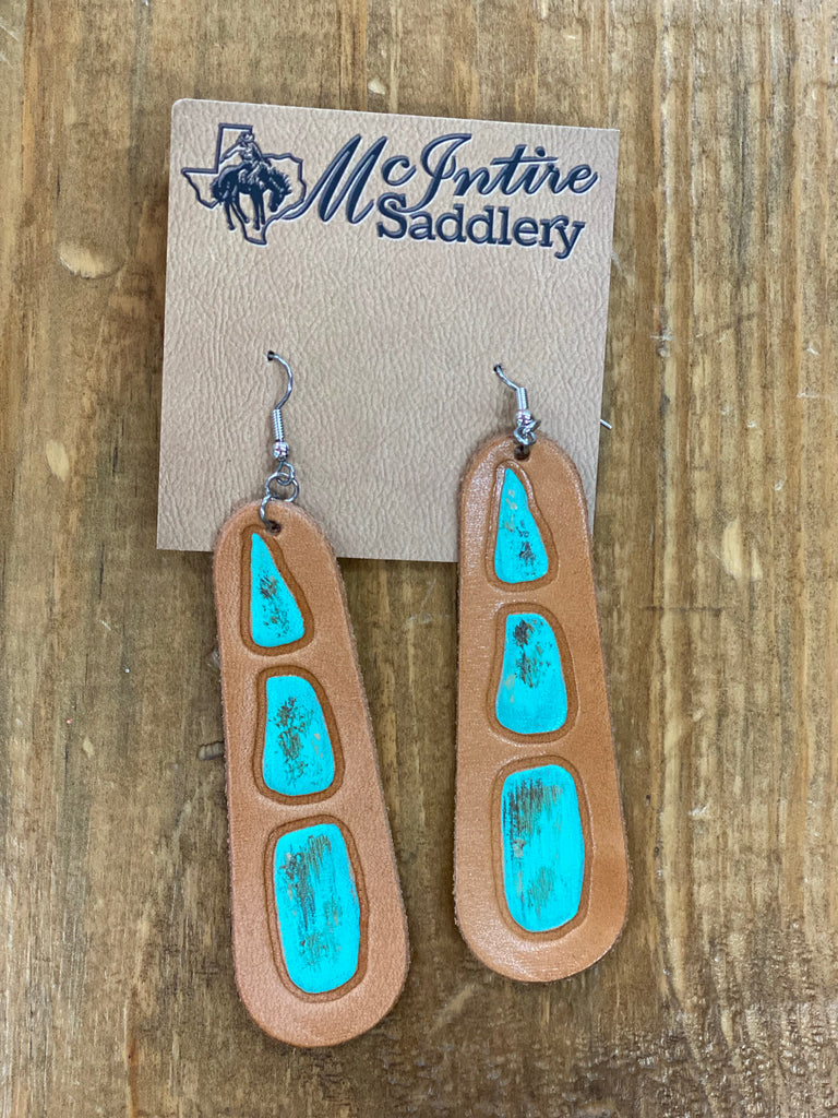 McIntire Tooled Turquoise Stone Earrings