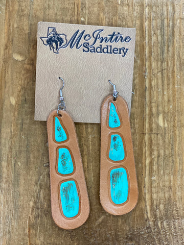 McIntire Tooled Turquoise Stone Earrings