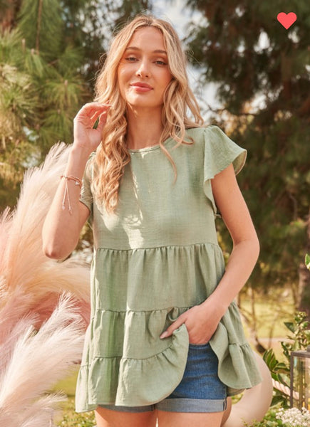 Sage Tiered Top