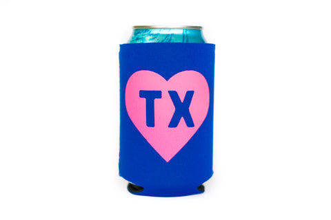 TX Heart Koozie