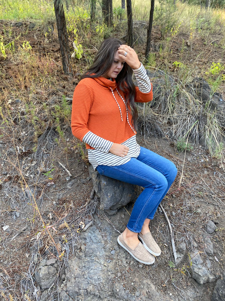 Rust & Striped Waffle Long Sleeve