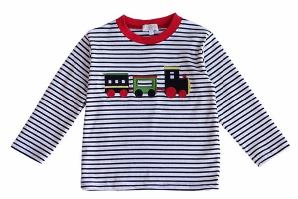 Train Appliqué Stripe Top