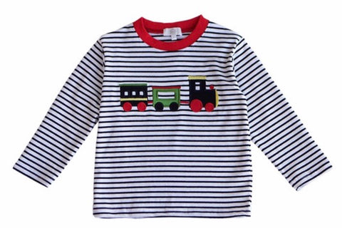 Train Appliqué Stripe Top