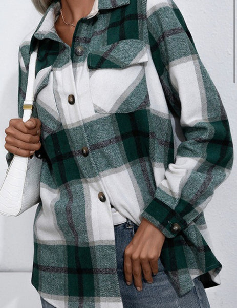 Green Plaid Shacket