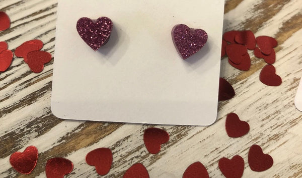 Druzy Heart Earrings