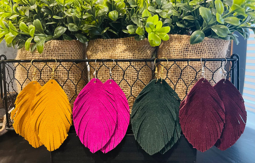 Suede Feather Earrings *Multiple Colors*