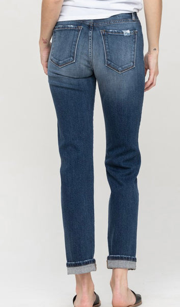 Flying Monkey Cuffed Stretch Boyfriend Jeans