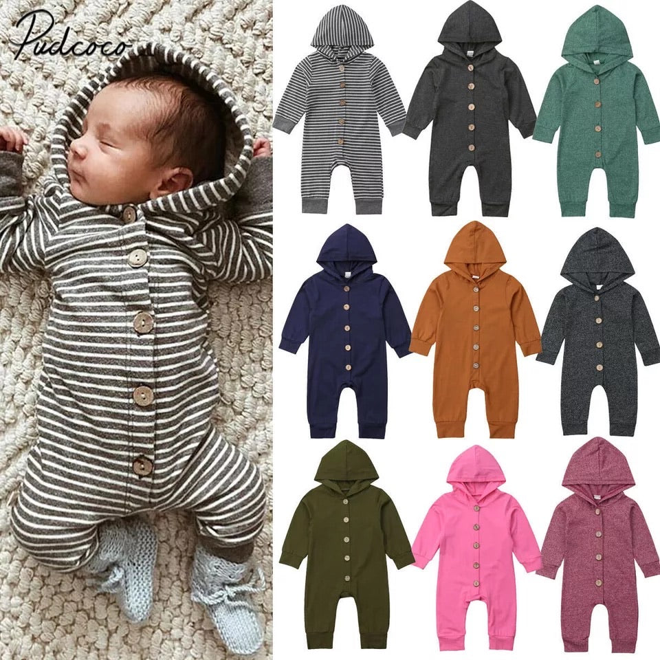 Hooded Jumpsuit with Buttons