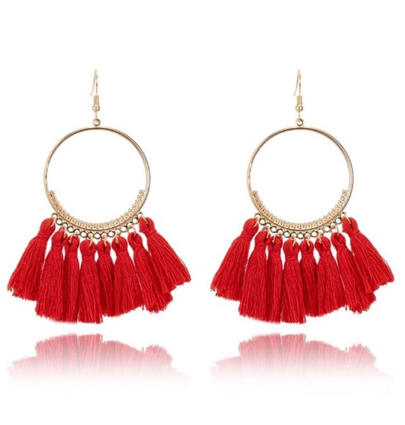 Hoop Tassel Earrings