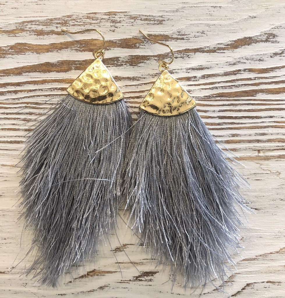 Grey Tassel Earrings