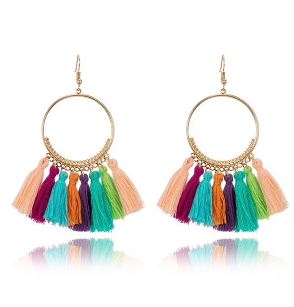 Hoop Tassel Earrings