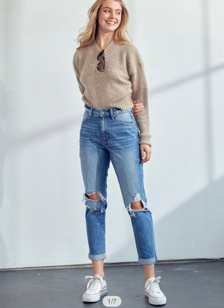 Kan Can High Rise Mom Fit Jeans