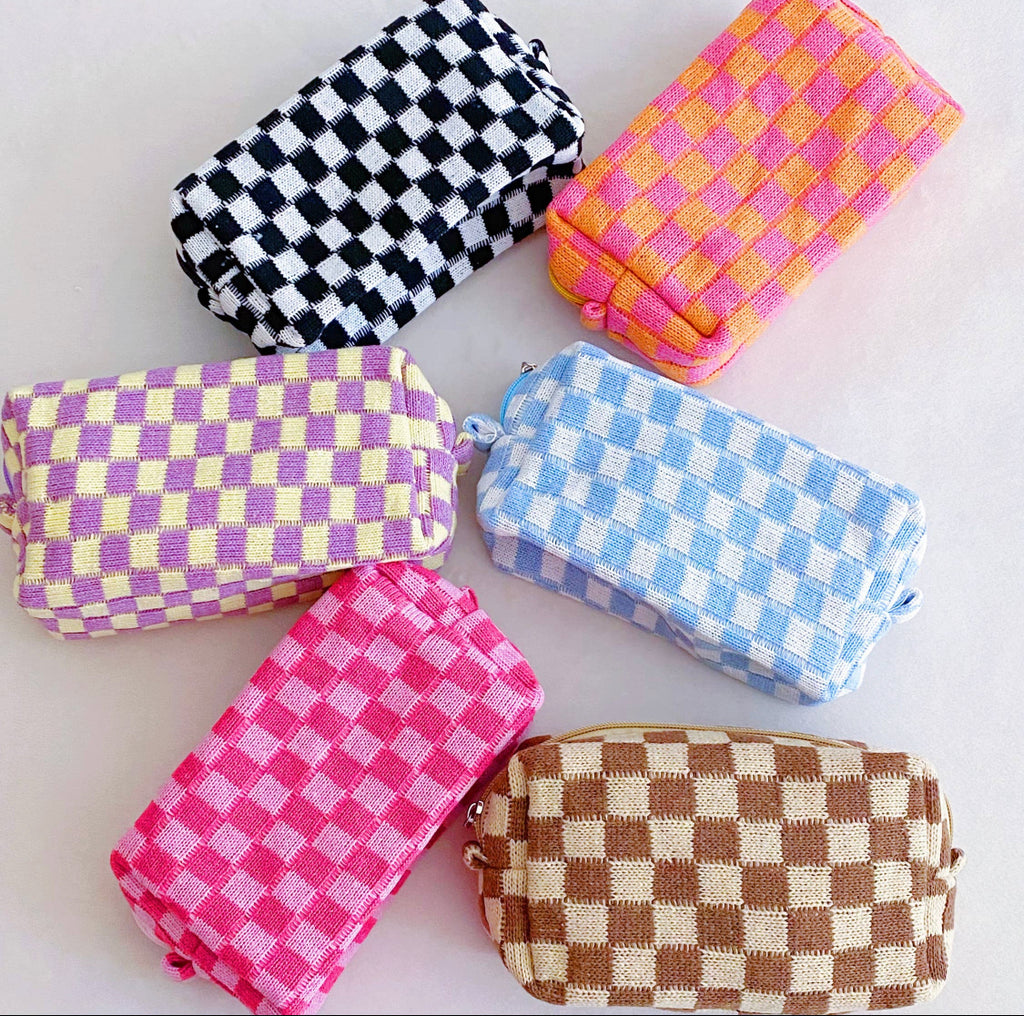 Checkered Cosmetic Bags