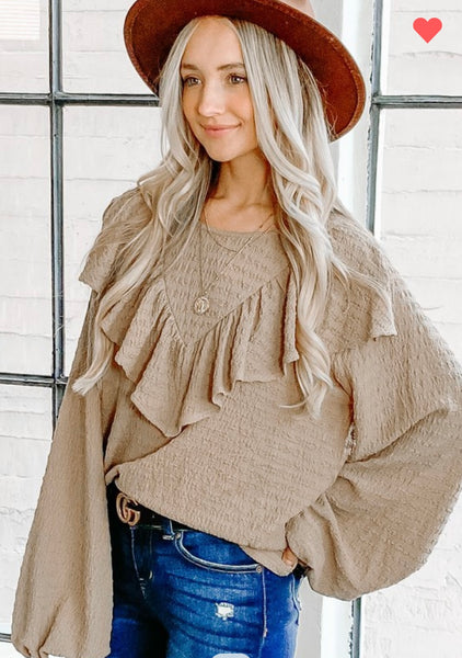 Ruffle Chevron Textured Top