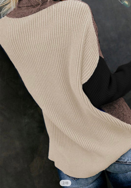 Mocha Color Block Sweater